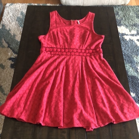 Free People Tibetian Red Daisy Lace Cutout Fit & Flare Skater Dress Taylor Swift - Picture 13 of 16